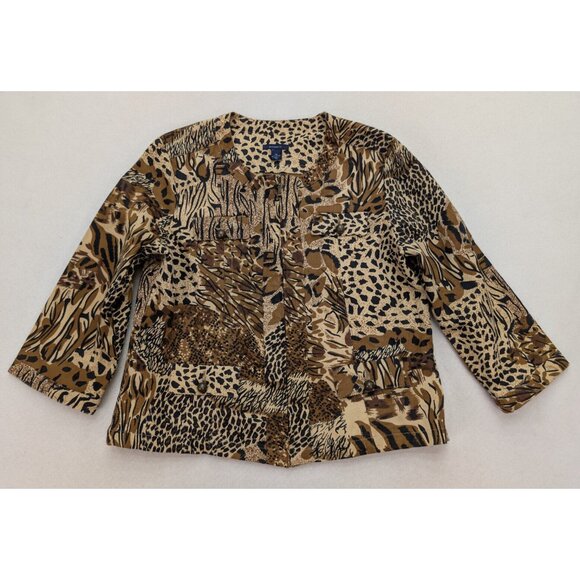 Westbound Women's Jacket Size XL Animal Print Full Zip Canvas Lightweight - Picture 1 of 11